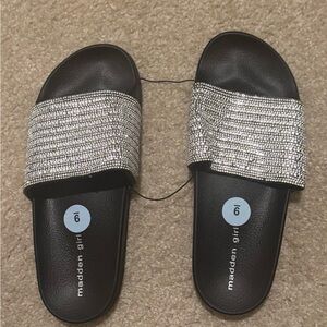 Madden Girl Sparkling Black Slide Sandals